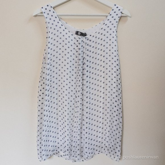 Plum Silk-Blend Sleeveless Top  *NWT* – White / Navy / Polka Dot – US S - Picture 2 of 14